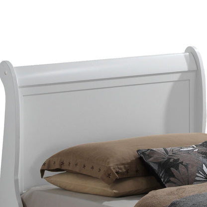 Panel Sleigh Bed by HouseOfZazla, white finish with paneled headboard on Tampa Home & Garden Store