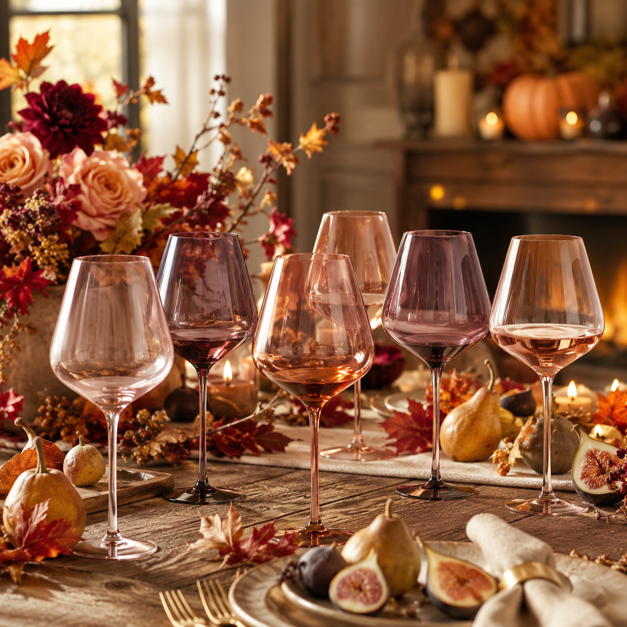Fortuna Brown Stemmed Wine Glassware Set of 6