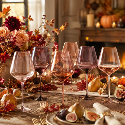 Fortuna Brown Stemmed Wine Glassware Set of 6