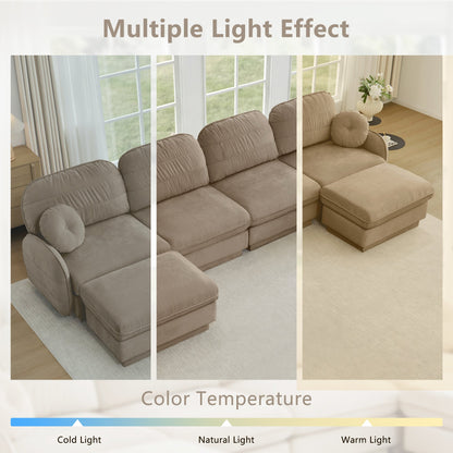Chenille Cloud L-Shaped Loveseat Sofa in taupe beige by HouseOfZazla on Tampa Home & Garden Store