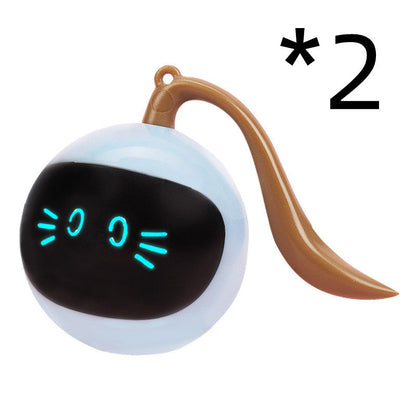 Pet Smart Interactive Colorful LED Rotating Ball 2-pack blue/white with brown tail on Tampa Home & Garden Store