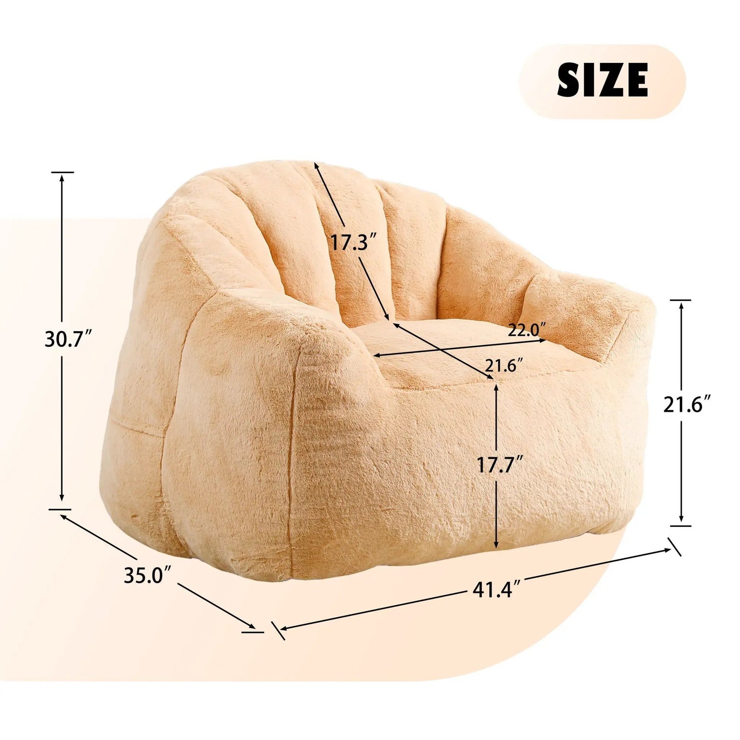 Beanbag Chair with Armrests High Density Foam