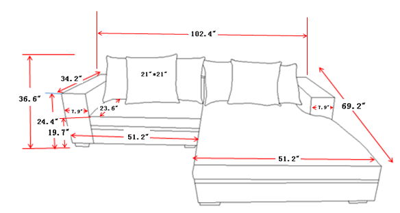 Luxe Oversized 2 Piece Sectional Sofa for Living