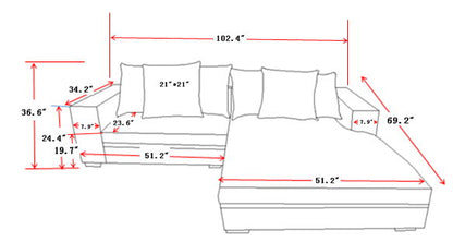 Luxe Oversized 2 Piece Sectional Sofa for Living