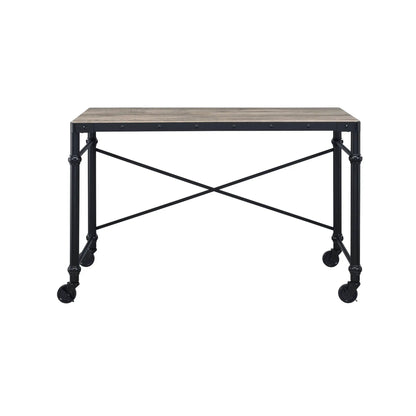 Oklarth Rustic Writing Desk black oak top metal frame Unique Piece Furniture on Tampa Home & Garden Store