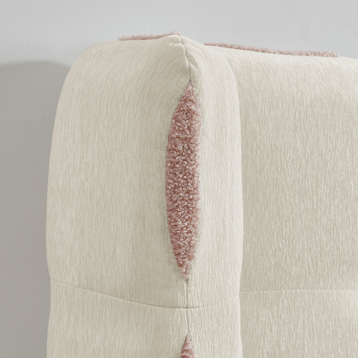 Queen-Size Removable Chenille Wingback Bed in ivory with pink trim by HouseOfZazla on Tampa Home & Garden Store