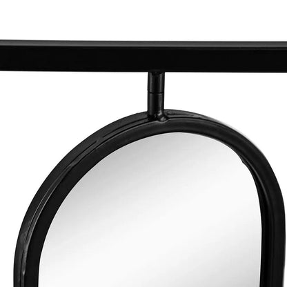 Large 4 oval wall mirror with square black frame, metal bar mount by Unique Piece Furniture on Tampa Home & Garden Store