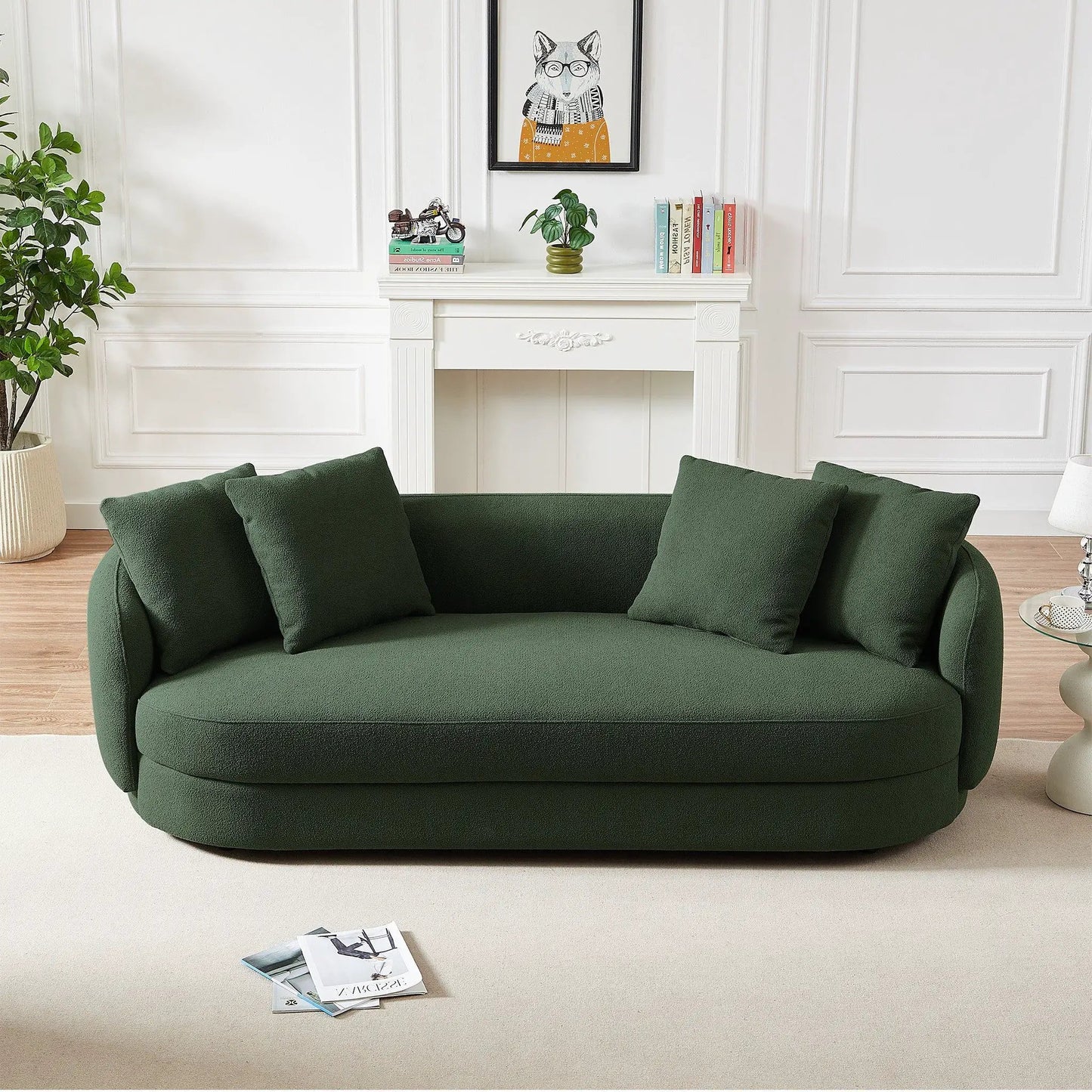 Dylan Modern French Boucle Sofa dark green boucle stationary by Unique Piece Furniture on Tampa Home & Garden Store