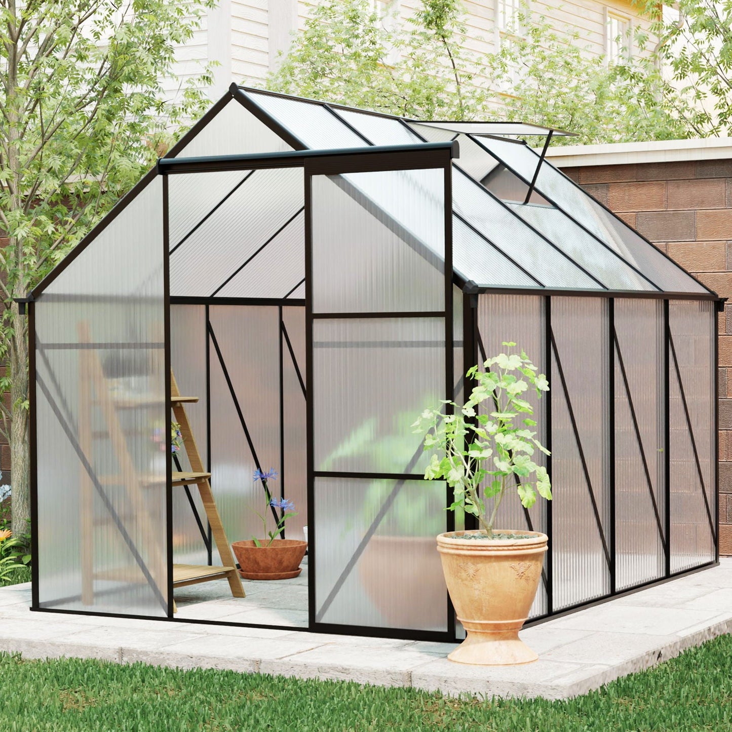 Outdoor Polycarbonate House and Raised Metal Base