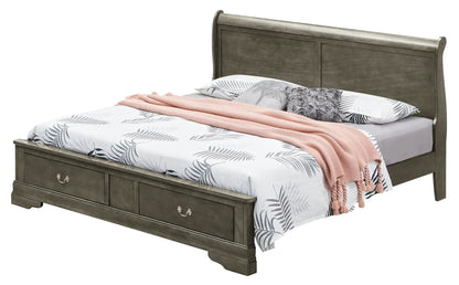 Upholstered Sleigh Bed with Dovetail Drawers