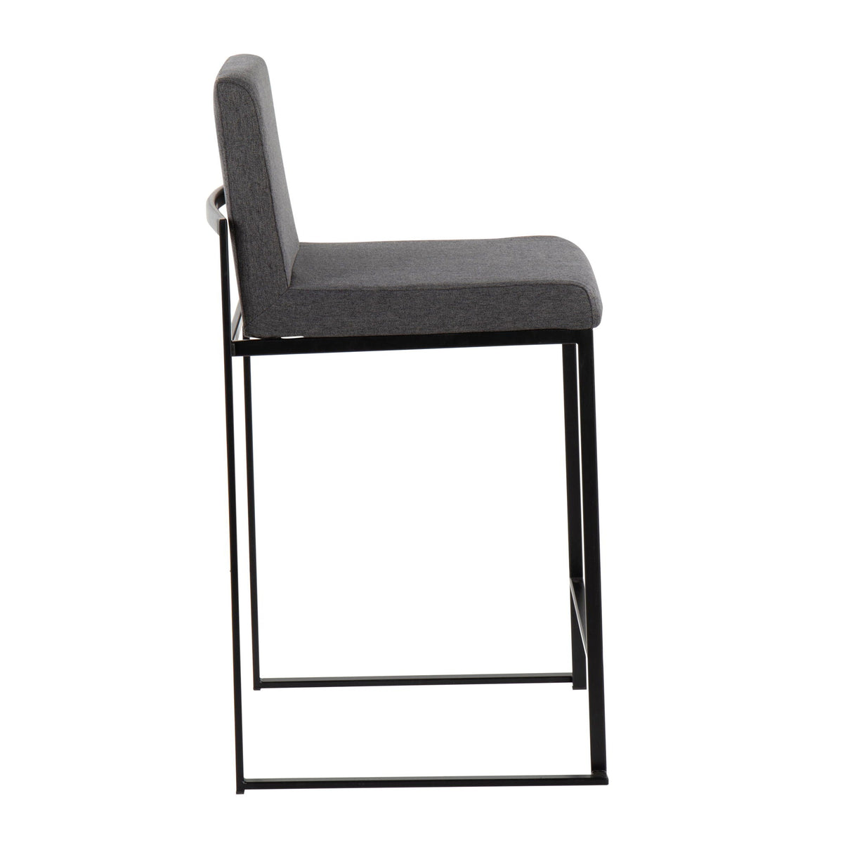 Fuji High Back Counter Stool gray fabric with black metal frame HouseOfZazla on Tampa Home & Garden Store