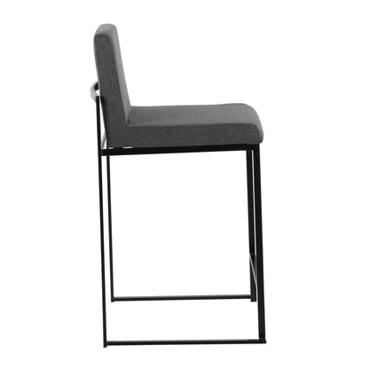 Fuji High Back Counter Stool gray fabric with black metal frame HouseOfZazla on Tampa Home & Garden Store