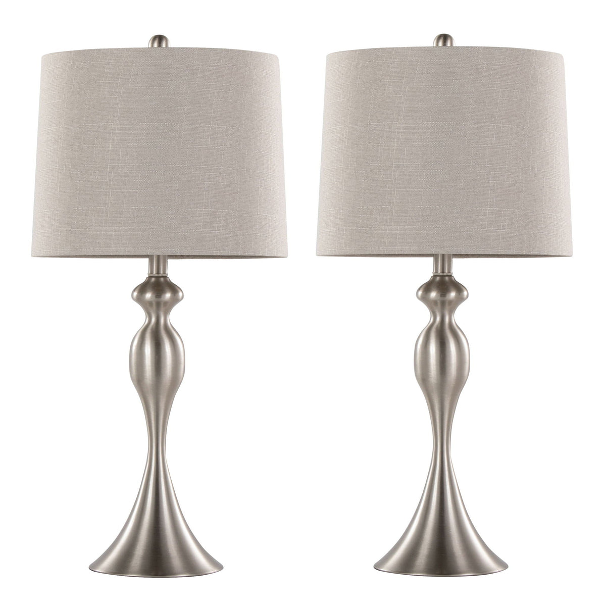 Ashland Contemporary Table Lamp Set of 2 with beige fabric shades and brushed metal bases on Tampa Home & Garden Store