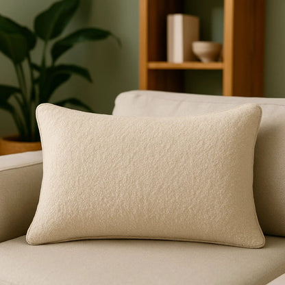 Homey Cozy textured throw pillow ivory by Unique Piece Furniture on beige couch on Tampa Home & Garden Store