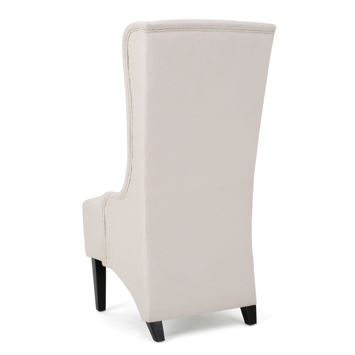 Upholstered dining chair beige fabric with high back and birch wood legs HouseOfZazla on Tampa Home & Garden Store