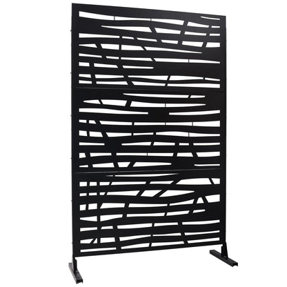 Metal privacy screen room divider, black with abstract cutouts, Unique Piece Furniture on Tampa Home & Garden Store
