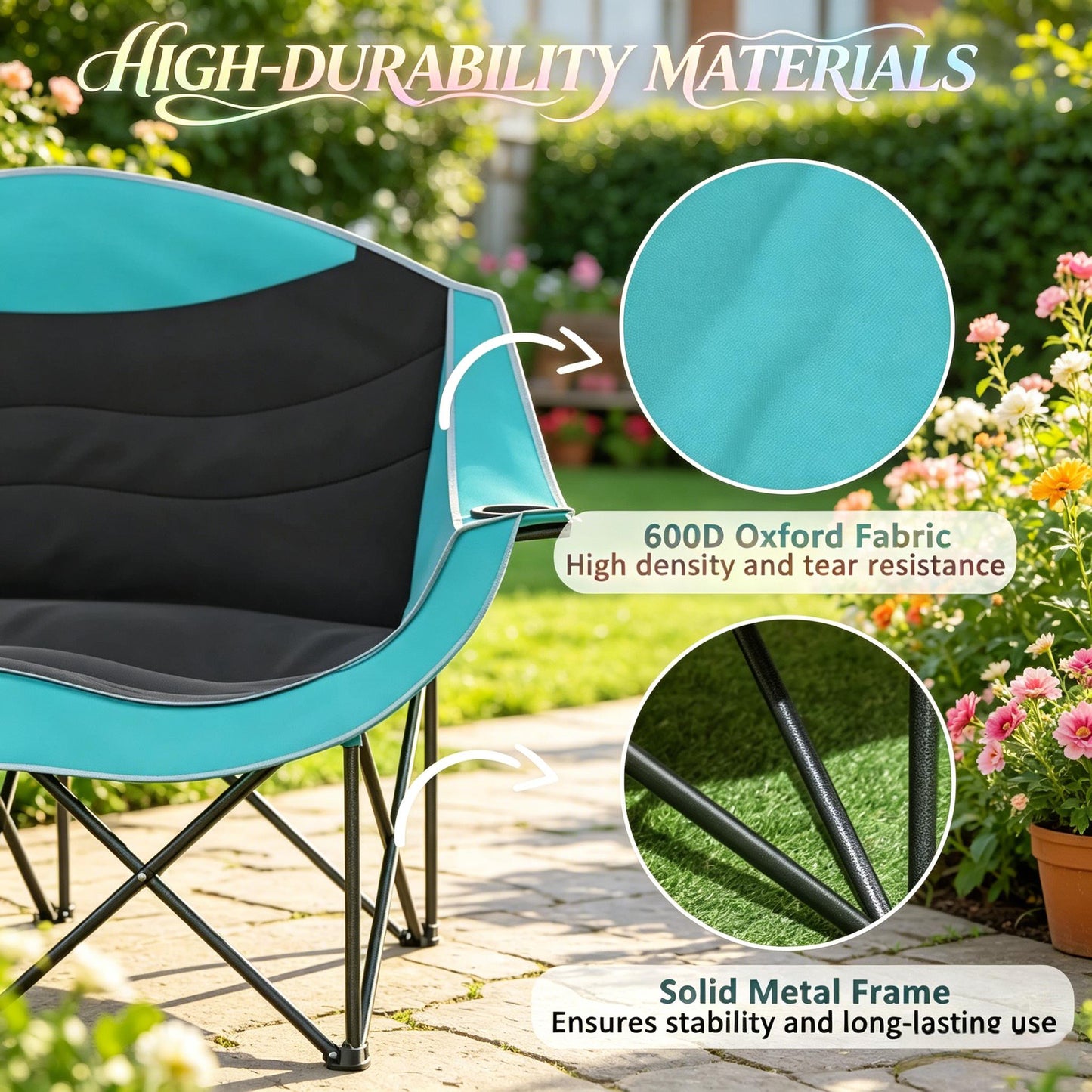 Foldable Outdoor Loveseat for Camping and Patio