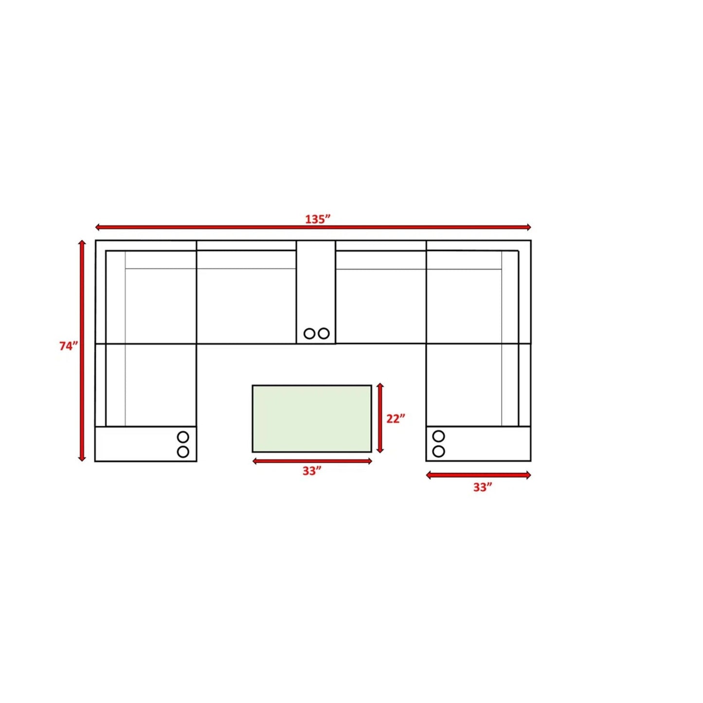 Outdoor Wicker Sectional with Cushions and Table
