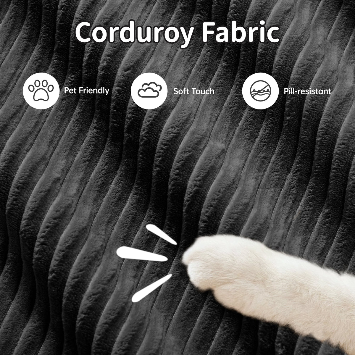 U-Shaped modular sofa corduroy fabric close-up by HouseOfZazla breathable texture on Tampa Home & Garden Store