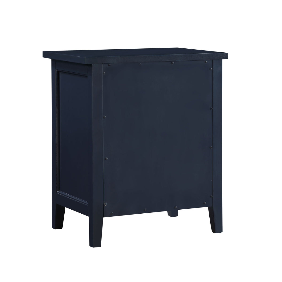 3 Drawer Nightstand in dark blue finish with tapered legs and clean panel fronts on Tampa Home & Garden Store