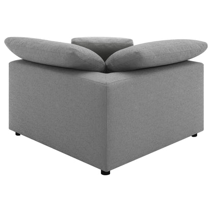 Segoura 5-piece upholstered modular sectional with reclined back pillows, gray fabric on Tampa Home & Garden Store