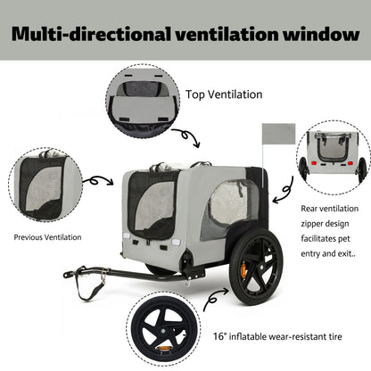 Outdoor Heavy Duty Collapsible Pet Bike Trailer with 16in All-Terrain Wheels HouseOfZazla on Tampa Home & Garden Store