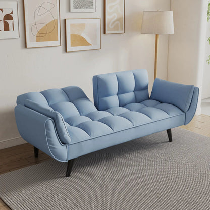 Futon sofa blue tufted with two armrests by Unique Piece Furniture on Tampa Home & Garden Store