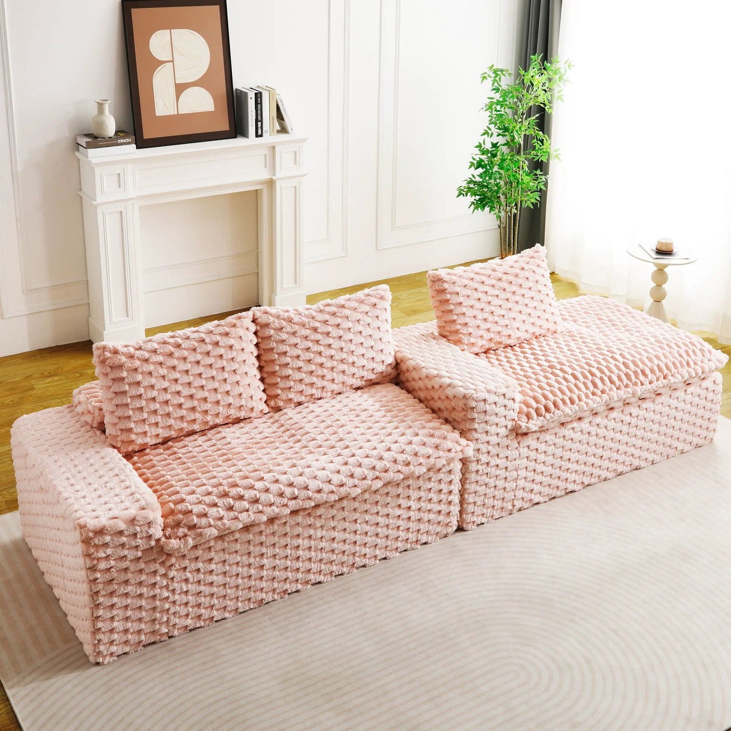 Modular Sofa, Convertible Twin Seat with Chaise