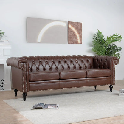 Traditional square-arm 3-seater sofa in leather tufted cushions Unique Piece Furniture on Tampa Home & Garden Store