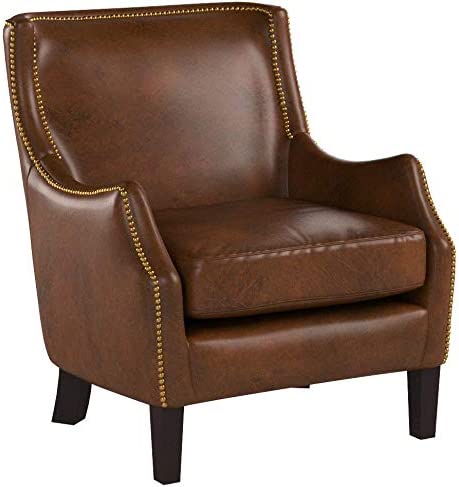 Classic Vintage Brown Leather Lounge Accent Chair
