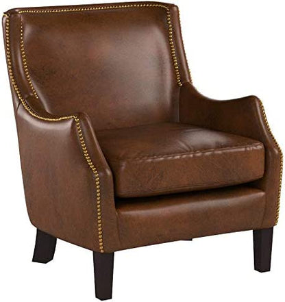 Classic Vintage Brown Leather Lounge Accent Chair