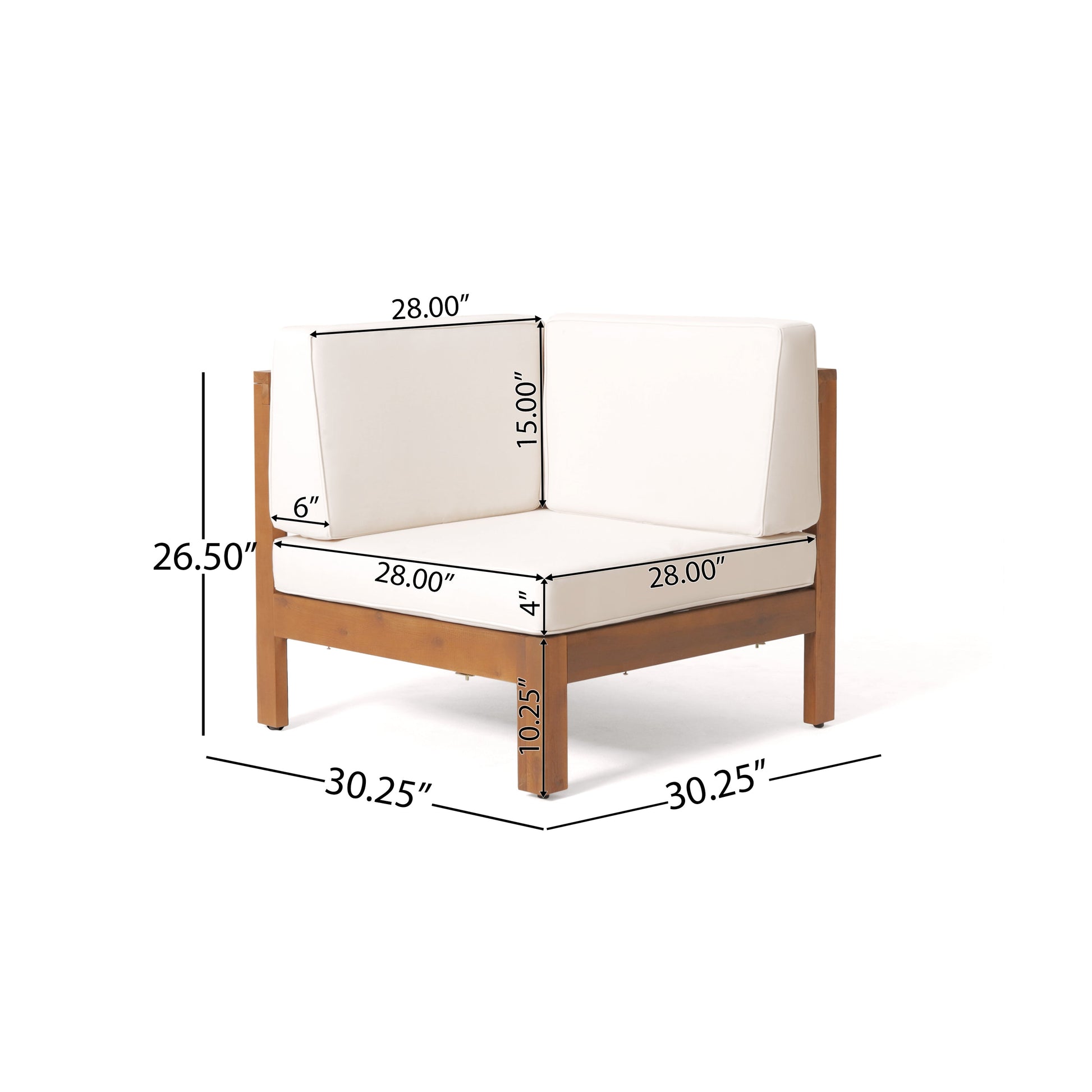 Outdoor OANA wooden sectional sofa with beige cushions by HouseOfZazla set on Tampa Home & Garden Store