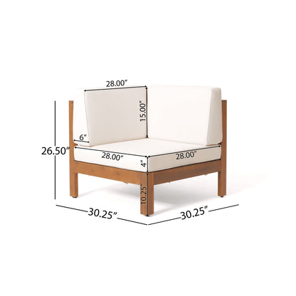 Outdoor OANA wooden sectional sofa with beige cushions by HouseOfZazla set on Tampa Home & Garden Store