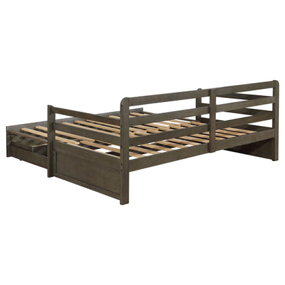 Twin Daybed With Trundle and Storage Drawers Gray
