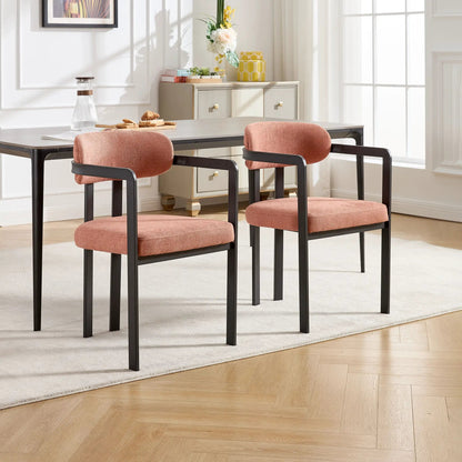 Dining Arm Chairs Set of 2 with Matte Metal Legs