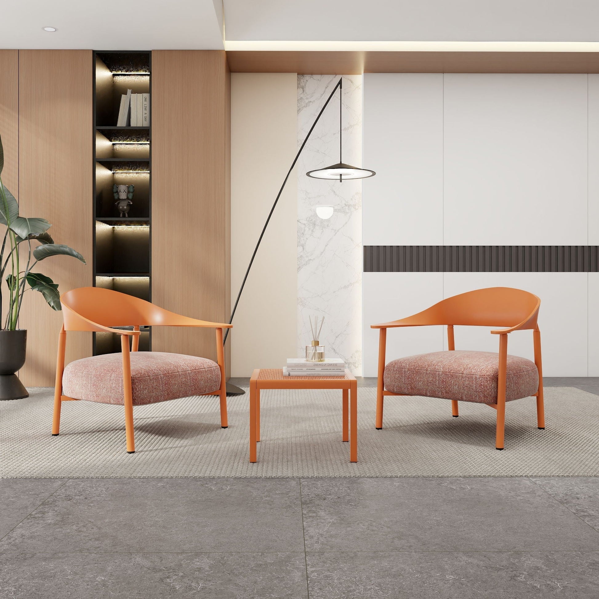3 piece outdoor set with orange chairs and matching square table by HouseOfZazla on Tampa Home & Garden Store