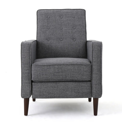 Mid-Century Modern recliner in gray waffle-stitch fabric with button tufting on Tampa Home & Garden Store
