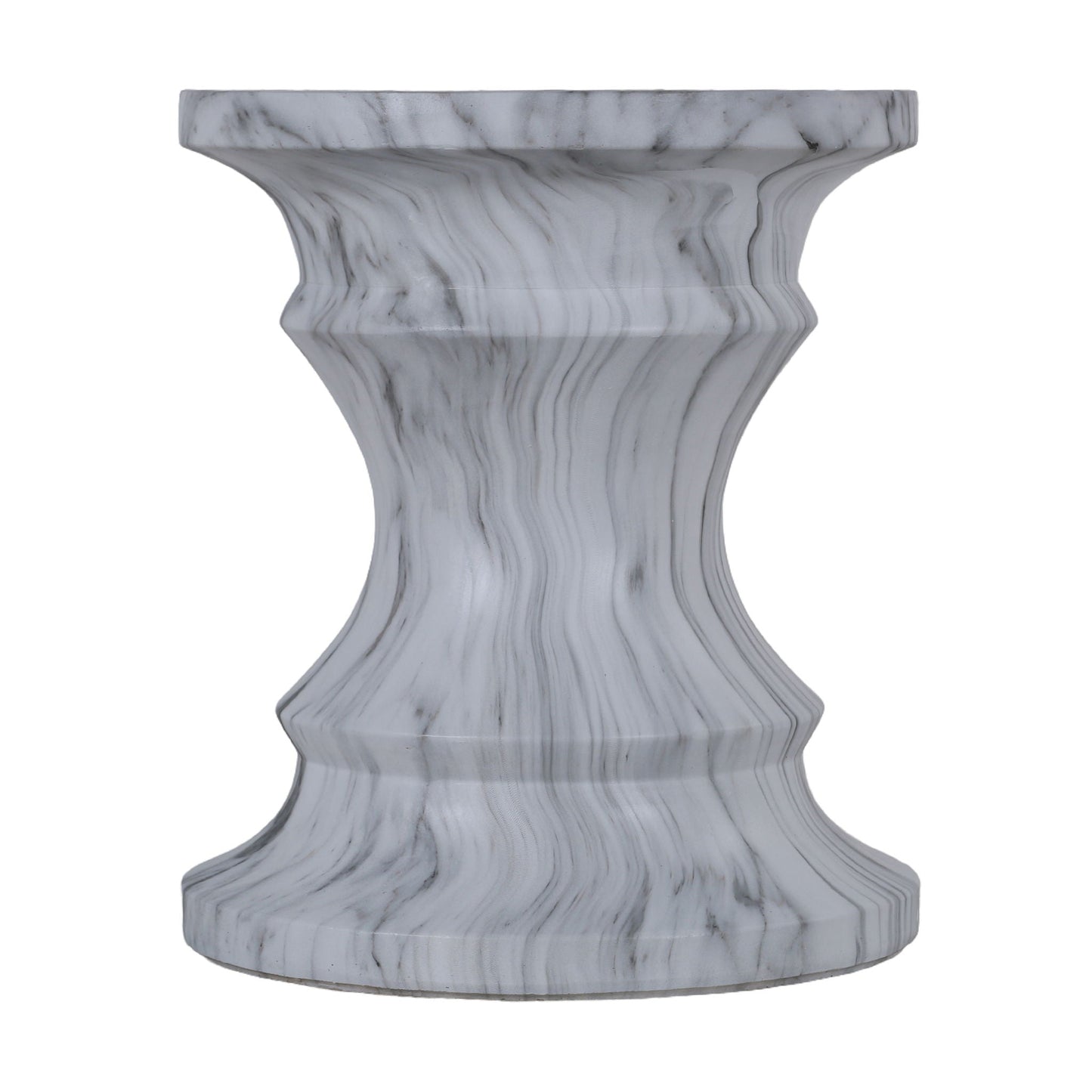 Geometric Faux Marble Round Table and Stand