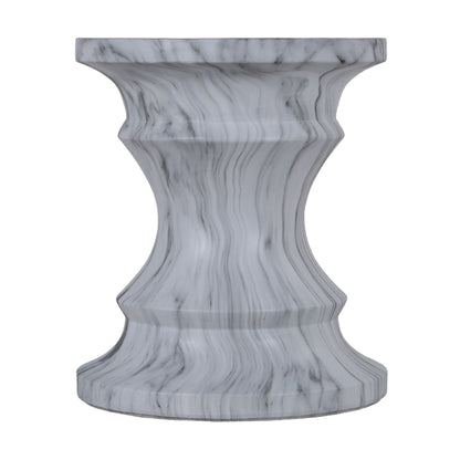 Geometric Faux Marble Round Table and Stand