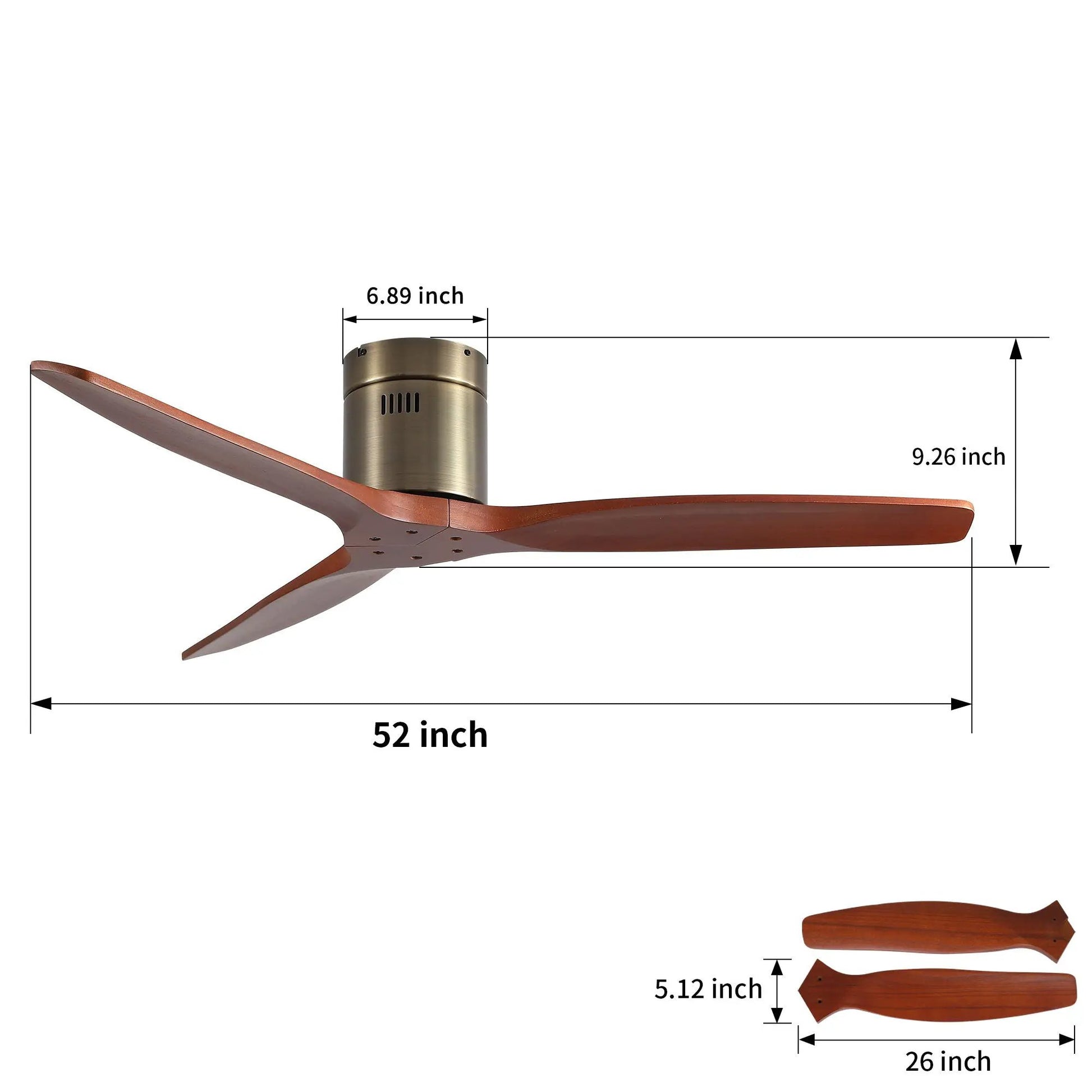 Low Profile Ceiling Fan by Unique Piece Furniture bronze finish wood blades on Tampa Home & Garden Store