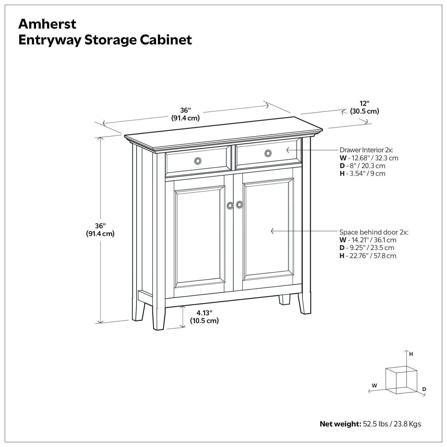 Amherst Entryway Storage Cabinet by HouseOfZazla, 2-drawer 2-door accent cabinet on Tampa Home & Garden Store