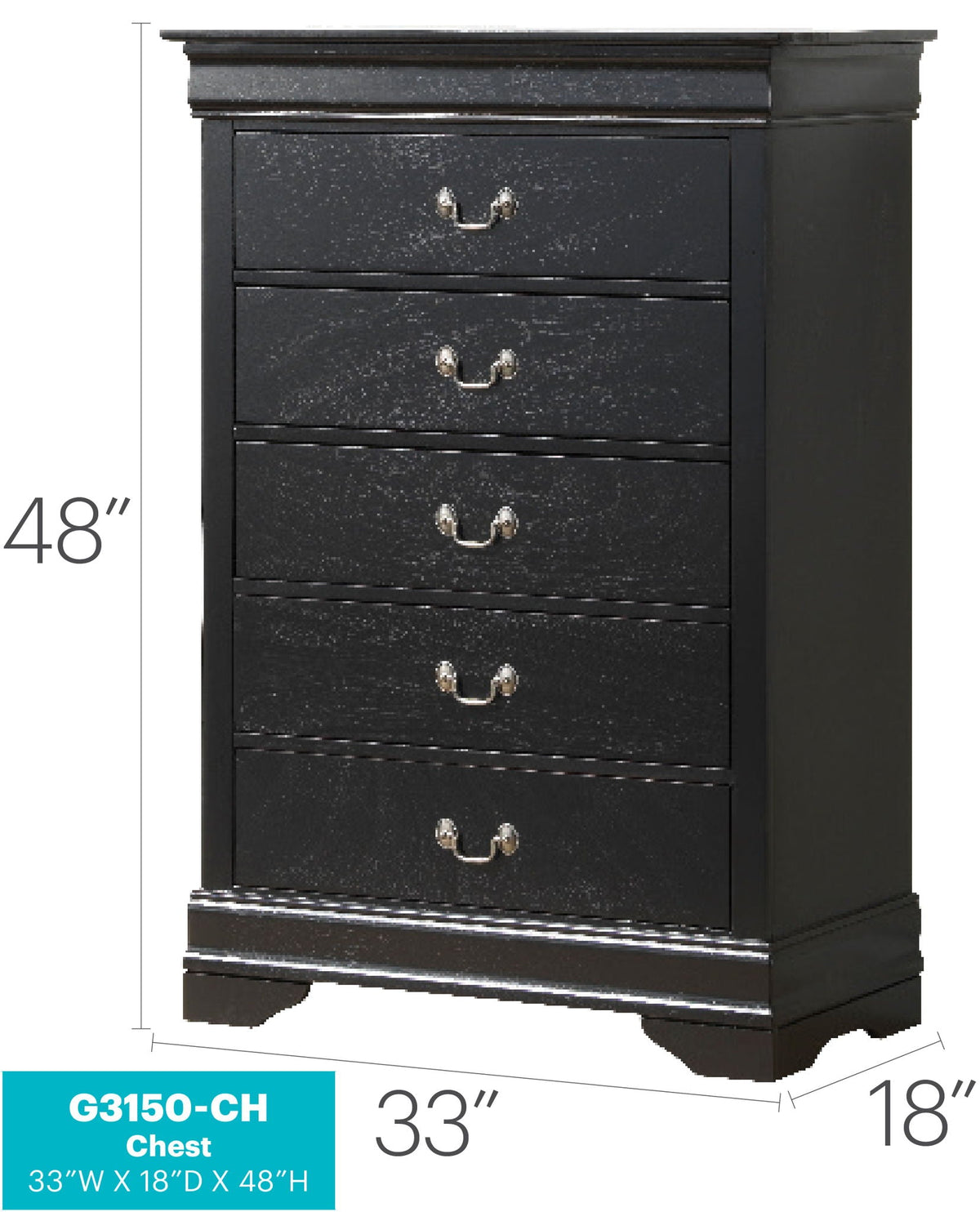Traditional Storage Chest by HouseOfZazla in black finish with carved base and dovetailed drawers on Tampa Home & Garden Store