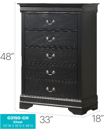 Traditional Storage Chest by HouseOfZazla in black finish with carved base and dovetailed drawers on Tampa Home & Garden Store