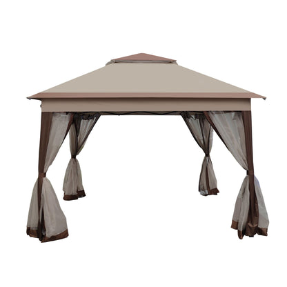 Outdoor Steel Gazebo With Mesh Nets and Canopy