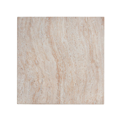 Outdoor indoor square lightweight side table beige stone texture top on Tampa Home & Garden Store