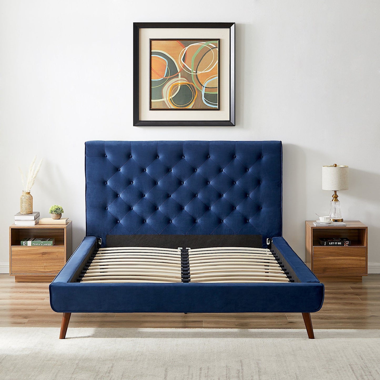 Dillon Mid Century Platform Bed and Headboard
