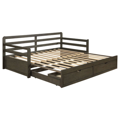 Twin Daybed With Trundle and Storage Drawers Gray