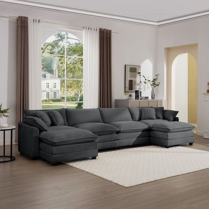 Modern oversized modular cushion sofa with ottoman, 2-piece deep seating in charcoal gray on Tampa Home & Garden Store