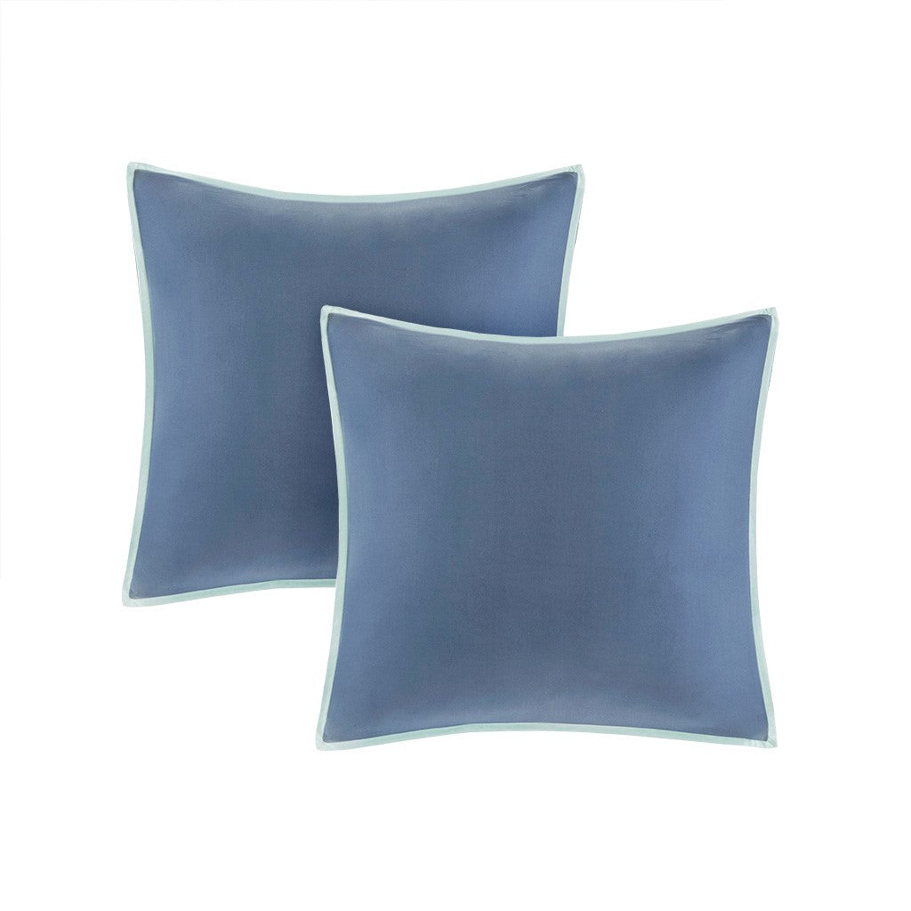 Blue decorative pillows with pale mint trim, 2-pack on Tampa Home & Garden Store