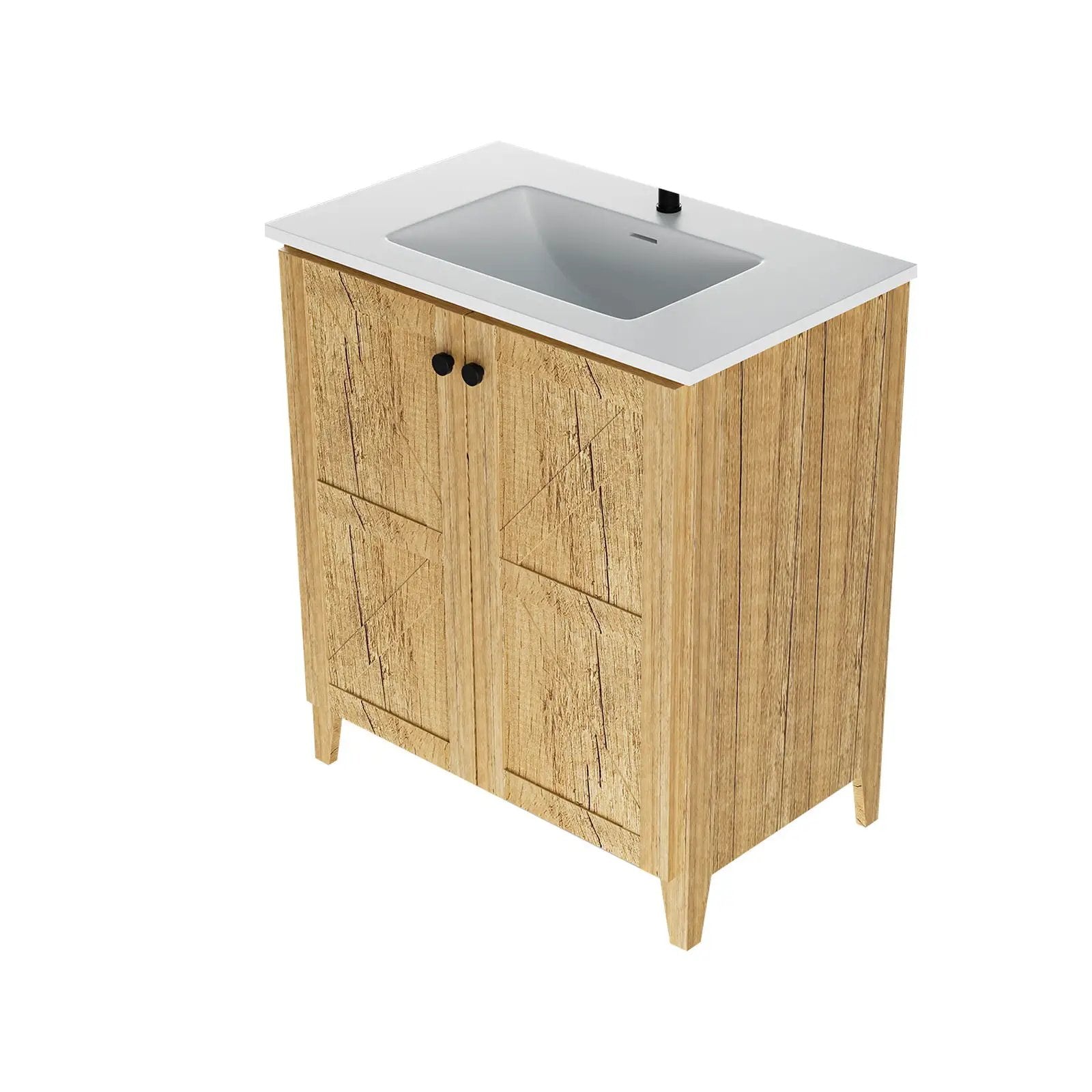 Folding floor vanity cabinet with ceramic sink, white countertop on Tampa Home & Garden Store
